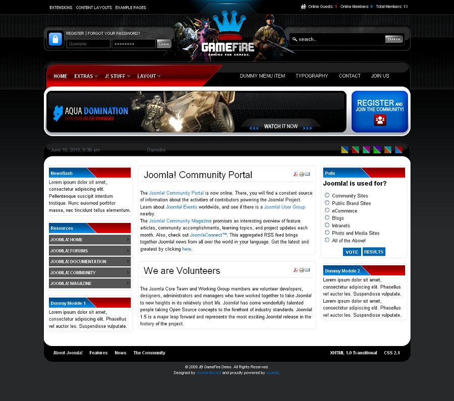 joomla gaming theme