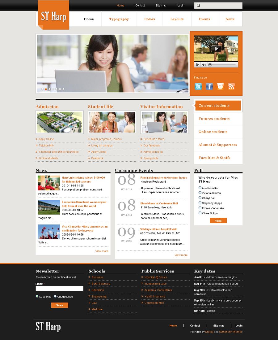 themes tumblr columns Harp Drupal Education, Premium Theme Organization